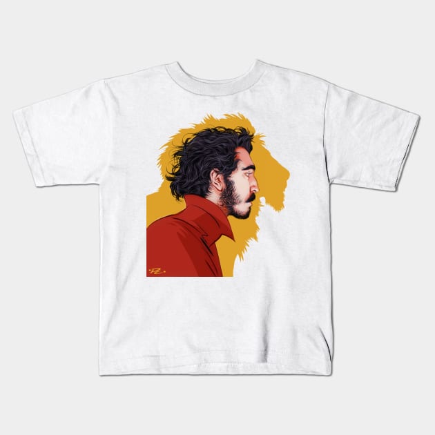 Dev Patel - An illustration by Paul Cemmick Kids T-Shirt by PLAYDIGITAL2020